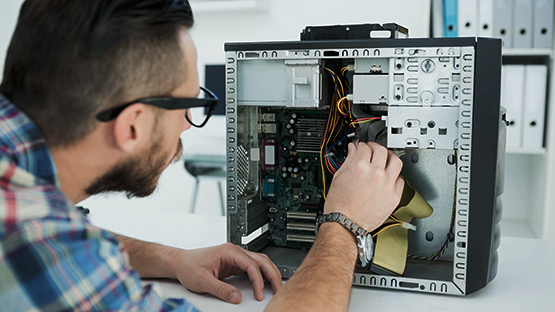 Engineering Student working on a PC