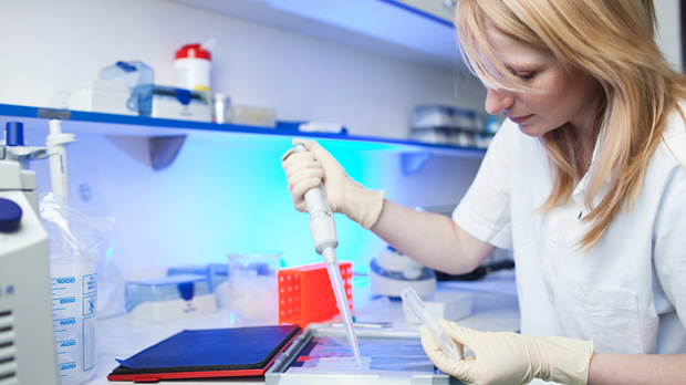 Female student running a series of medical tests