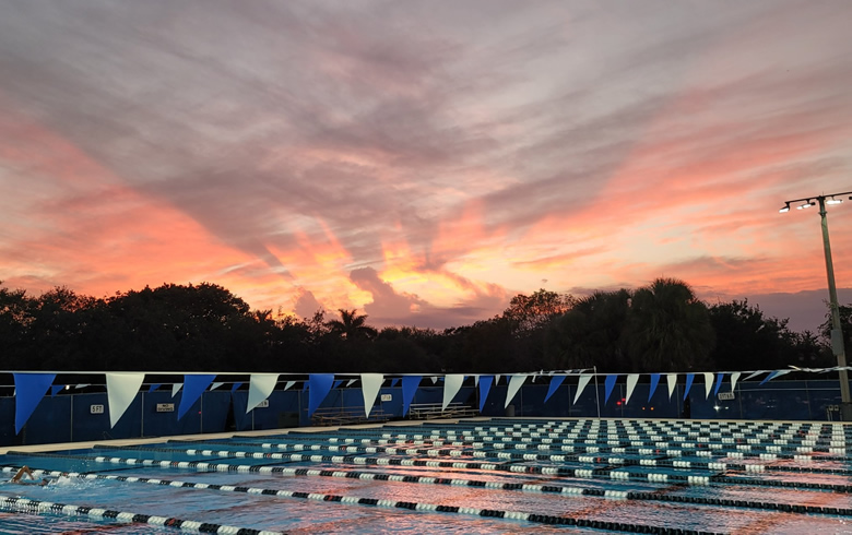 Summer pool shot taken at sunset