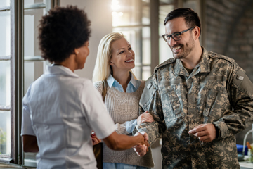 Military veteran meeting with someone