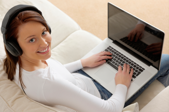 Girl using laptop